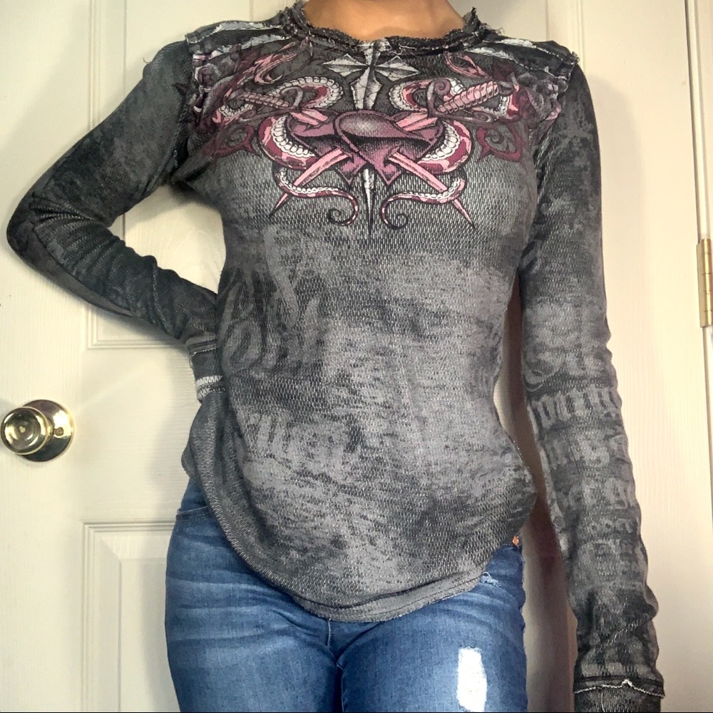grey long sleeve